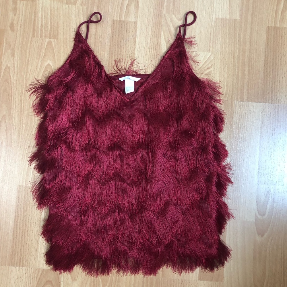 Sassy fringe red tank